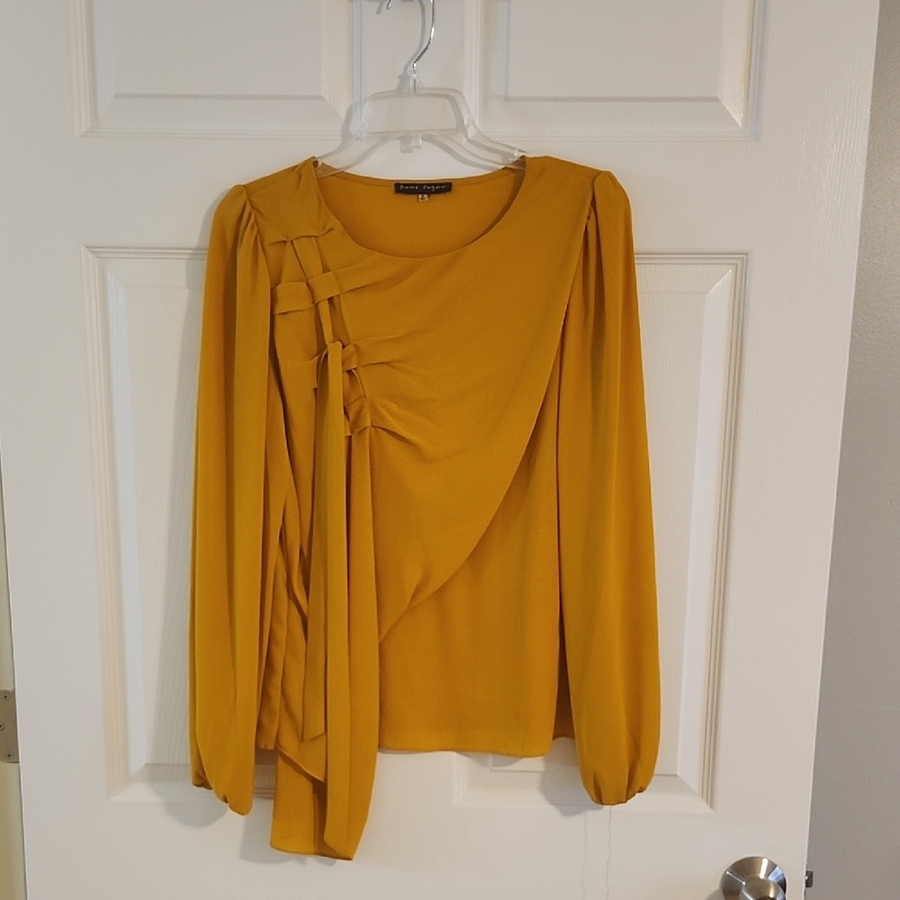 Zara Mustard Draped Blouse